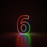 3d Render, Number 1 Glowing in the Dark, Gradient Neon Light photo