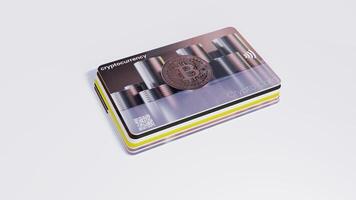 Black Bitcoin Cards With White Background photo
