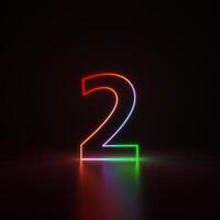 3d Render, Number 1 Glowing in the Dark, Gradient Neon Light photo