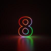 3d Render, Number 1 Glowing in the Dark, Gradient Neon Light photo