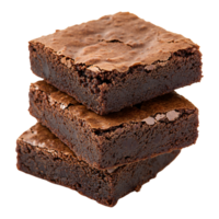 Stack of chocolate brownies with a rich, fudgy texture isolated on transparent background png