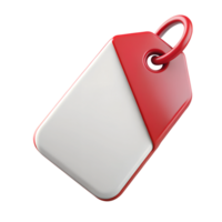 3D Black Friday price tag icon and red design isolated on transparent background png