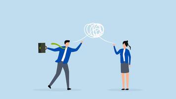 Different opinion, 4k animation of businessman and female coworker debating differing views to reach resolution. video