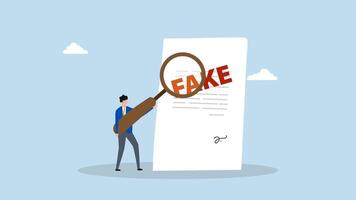 Fake document, 4k animation of clever entrepreneur examiner employing magnifying lens to check counterfeit document. video