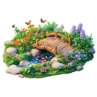 bridge with flowers game model png