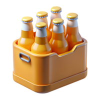 Crate of beer bottles 3d illustration isolated on the transparent background png