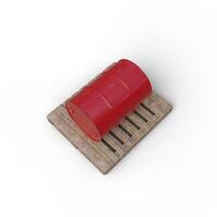 Red Oil Barrels Or Chemical Drums Stacked up With White Background photo