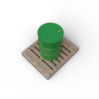 Green Oil Barrels Or Chemical Drums Stacked up With White Background photo