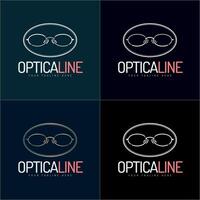 Optical line eye glasses frame logo set template design vector