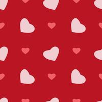 Seamless pattern with hearts on a red background vector