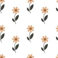 Seamless pattern with beige flowers on a white background vector