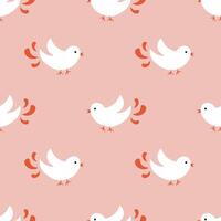 Seamless pattern with white birds on a pink background vector