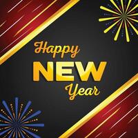 Happy New Year fireworks card, post and background template vector