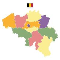 colored map of Belgium territories with vector