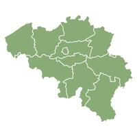 Green map of Belgium with states and territorie vector