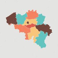 Colored map of Belgium with detailed territories vector