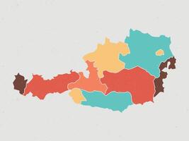 Colored vintage map of Austria territories vector