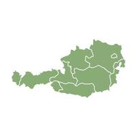Green Map of Austria with States and Territories vector