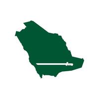 Silhouette map of Saudi Arabia's territories styled with the national flag. An outline design without regions, isolated on a white background. Highly detailed illustration. vector