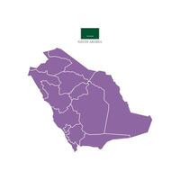 Purple map of Saudi Arabia's territories, featuring states and borders. White flat design isolated on a white background. Highly detailed illustration. vector