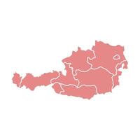 Red Map of Austria with States and Territories vector