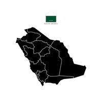 Map of Saudi Arabia's territories, featuring states and borders. White flat design isolated on a white background. Highly detailed illustration. vector