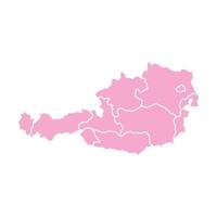 Pink Map of Austria with States and Territories vector