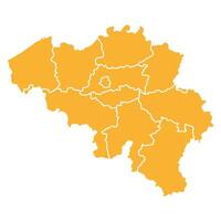 Orange map of Belgium with states and territorie vector