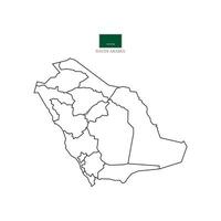 Map of Saudi Arabia's territories, featuring states and borders. An outline design with regions, isolated on a white background. Highly detailed illustration. vector