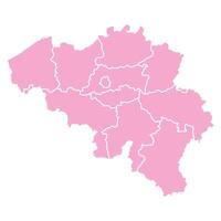 Pink map of Belgium with states and territorie vector
