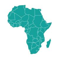 Turquoise Map of Africa with States and Territories vector