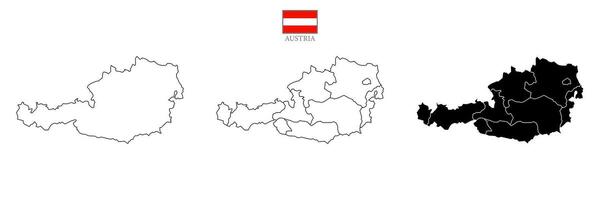 Three Maps of Austria with States and Flag vector