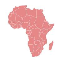 Red Map of Africa with States and Territories vector