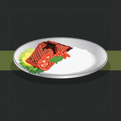 Grilled Salmon with Rice