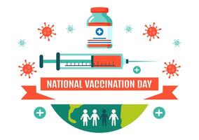March 16 National Vaccination Day in a Flat Style Cartoon Design vector