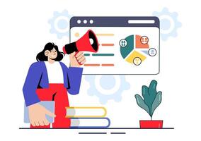 Business Team Leadership Illustration Featuring Project Planning and Strategy for Success in a Flat Background vector