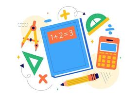 Mathematics Study Tools Illustration with School Supplies and Math Symbols in the Background vector