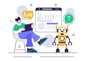 Artificial Intelligence Careers Illustration with Engineers and Scientists Working on Big Data vector