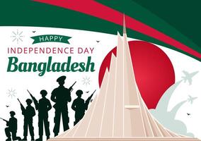 Bangladesh Independence Day Celebration Illustration with Flag and Monument in a Flat Style Background vector