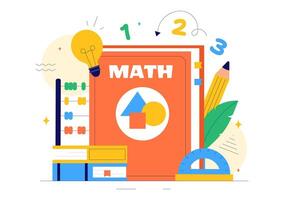 Mathematics Classroom Illustration Featuring Supplies and Mathematical Equations in a Flat Background vector