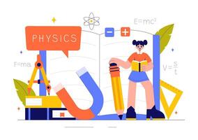 Science Exploration in Physics Illustration with Students Learning Light and Forces vector