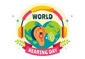 Flat Style Healthcare Illustration for World Hearing Day on March 3rd vector