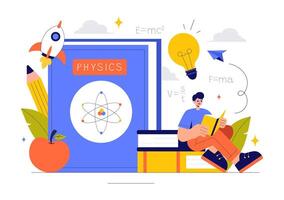 Students Exploring Physics Concepts Illustration with Electricity and Magnetism vector