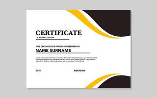 certificate template for appreciation with black and gold color. vector