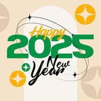 Typography 2025 colorful Happy New Year card, poster, banner and card design vector