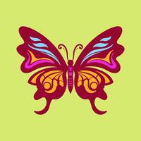 Beautiful butterfly with a colorful pattern on it. Abstract Butterfly Wings. Exotic Moth Decor Elegant Flying Insect. vector