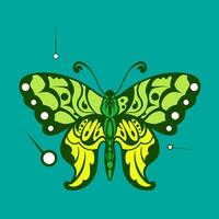 Green Abstract Butterfly Wings Elegant Flying Insect Exotic Moth Decor colorful blue gradient butterfly with a pattern on it. vector