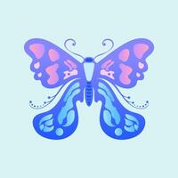 Abstract Butterfly Wings Elegant Flying Insect Exotic Moth Decor colorful blue gradient butterfly with a pattern on it. vector