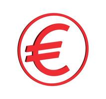 3D Red Euro Symbol Isolated on White Background. vector