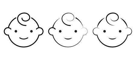 Cute Baby Faces in Simple Line Art. Stylized baby faces, drawn in a simple black line art style. vector